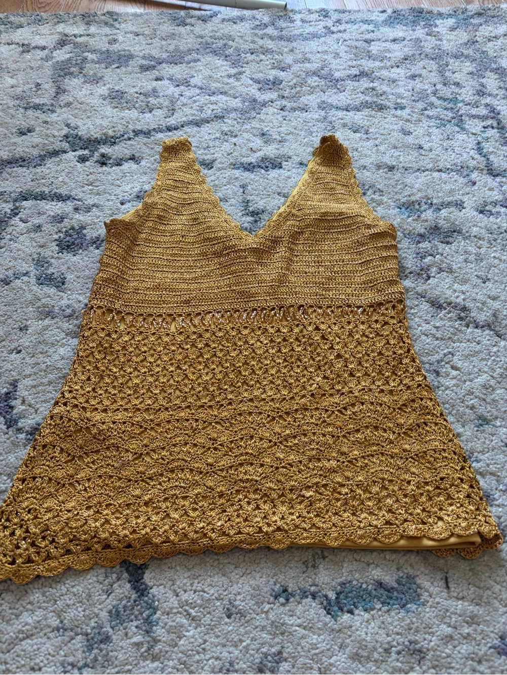 Vintage Le Chateau Gold Beaded Crochet Tank - Picture 5 of 6
